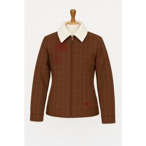 Mountain Headwear  Jacket Womens‎ XS  Plaid Sherpa Collar Zip Up Embroidered